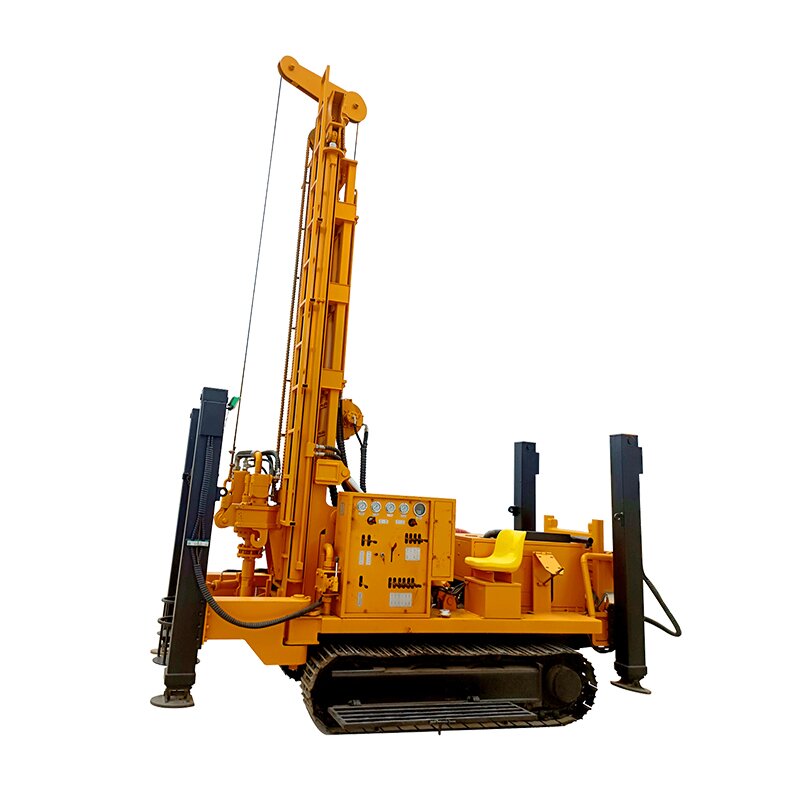 350m pneumatic crawler water well drilling machine with mud pump