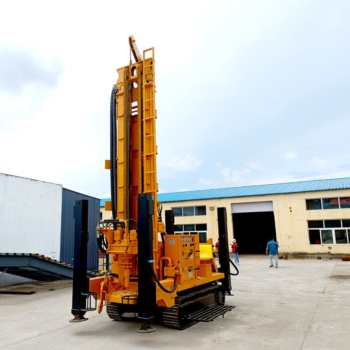 350m pneumatic crawler water well drilling machine with mud pump