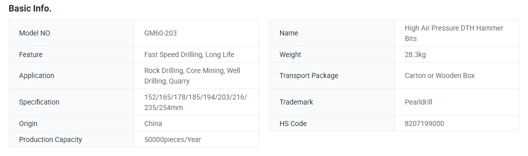 GM Series GM60 High Air Pressure <a href=https://www.gzpearldrill.com/en/DTH-HAMMER-BITS.html target='_blank'>DTH hammer</a> Bit