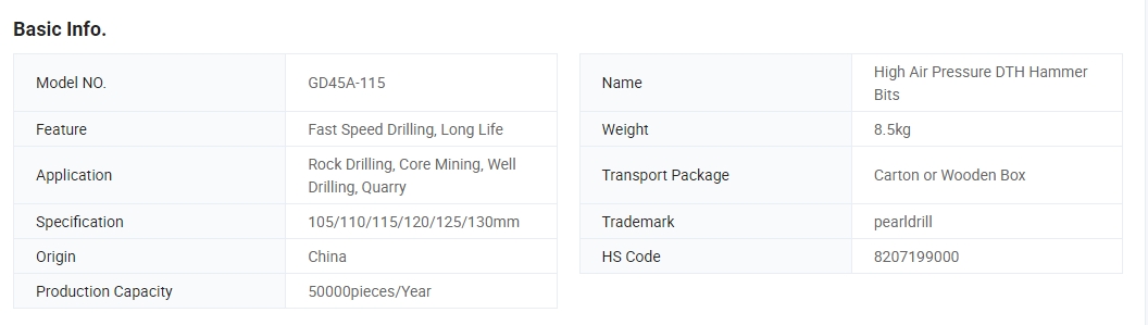 GD45A-115 High Air Pressure <a href=https://www.gzpearldrill.com/en/DTH-HAMMER-BITS.html target='_blank'>DTH hammer</a> Bits