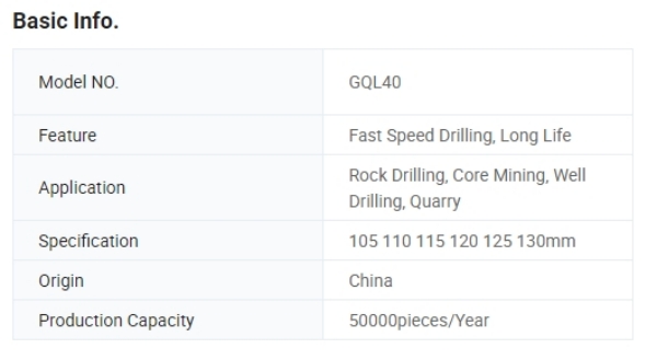 DTH Drill Bits for Rock Drilling