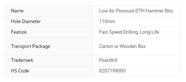 Russian Type Low Air Pressure DTH Button Bit