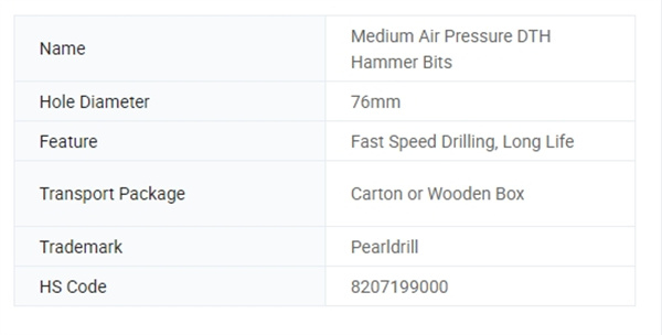 GBR2-76 DTH Button Bit Without Footvalve