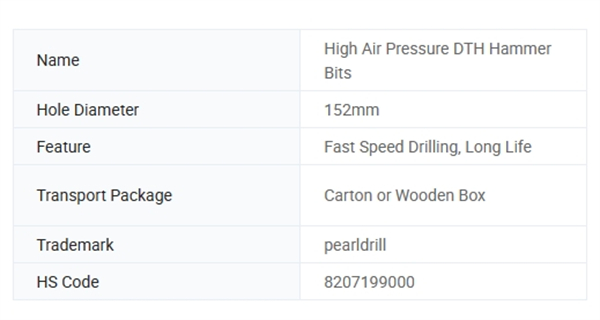 Pearldrill26 High Air Pressure DTH Hammer Bits