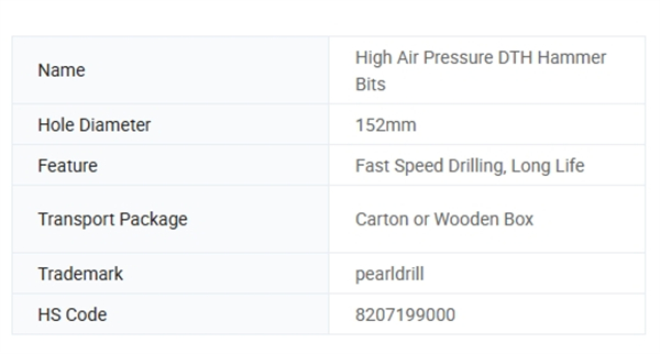 Qk17 High Air Pressure DTH Hammer Bits